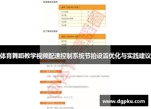 体育舞蹈教学视频配速控制系统节拍设置优化与实践建议